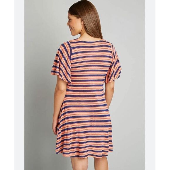 ModCloth Women’s 1X Plus Gotta Get Going TShirt Dress Orange Stripe NWT - Picture 7 of 13